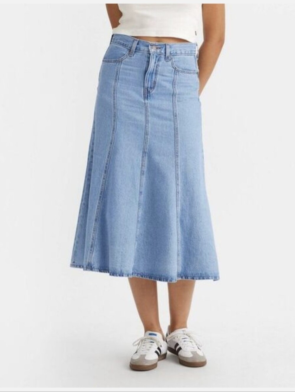 Levi's Pale Blue Denim A-Line Maxi Skirt